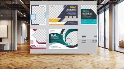 Corporate horizontal business conference flyer template bundle. Corporate Business Flyer poster pamphlet brochure cover design layout with graphic elements. Wall mural