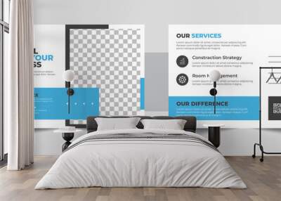 Corporate postcard design template. amazing and modern postcard design. Corporate business or marketing agency postcard template Wall mural