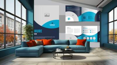 Corporate Square Trifold brochure design, Business square trifold brochure template design layout vector Wall mural