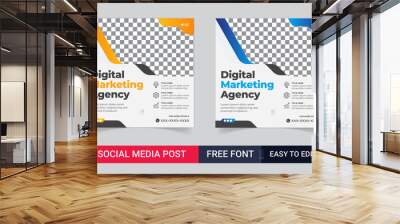 Digital business marketing banner for social media post template. Set of Editable minimal square banner template for social media, Usable for social media, website, flyers, and banners Wall mural