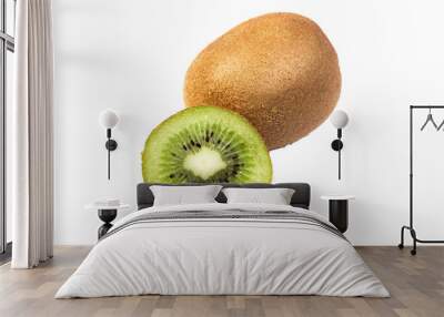 Kiwi fruit isolated on white background Wall mural