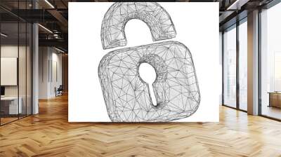 Three-dimensional lock icon isolated on white background. 3D illustration. Wall mural