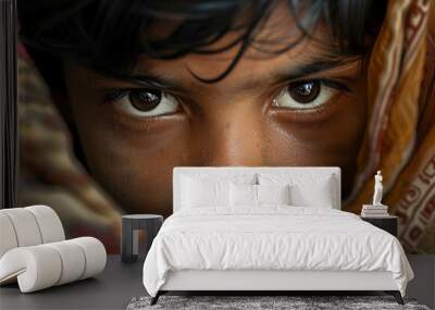 Indian boy portrait, happy face, pretty child, casual model Wall mural