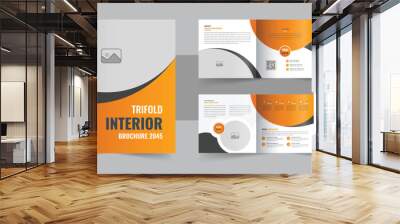 Interior design portfolio layout template, Interior design square trifold brochure layout or square tri fold brochure template vector Wall mural