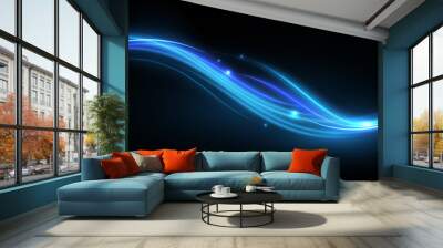 Light blue and violet neon glowing wind stream Wall mural