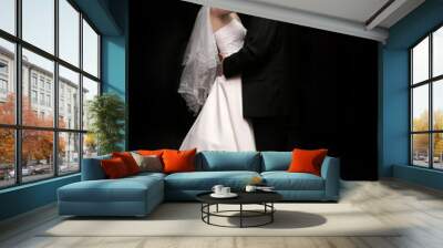 bride and groom dancing in the dark Wall mural