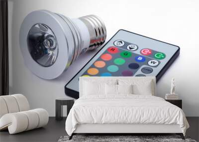 Multi colour LED light bulb and remote control with some several Wall mural