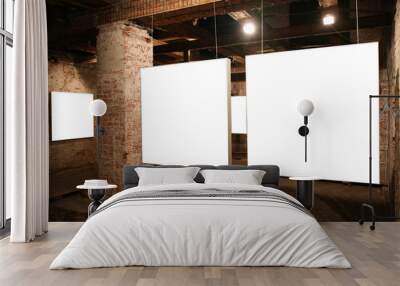 white frames among brick walls 2 Wall mural