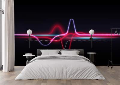 Luminous red energy waves Wall mural