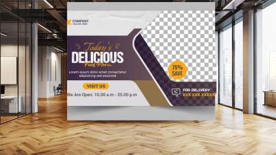 Modern fast food business promotion web banner template design, Restaurant healthy burger online sale social media marketing cover or web banner Wall mural