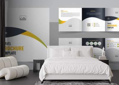 Modern travel company square trifold brochure design layout vector Wall mural