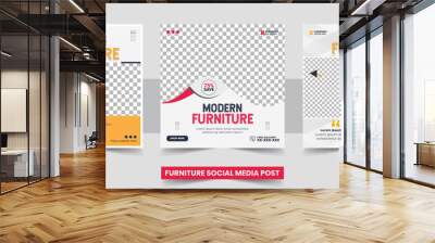 set of furniture sale social media post template Wall mural