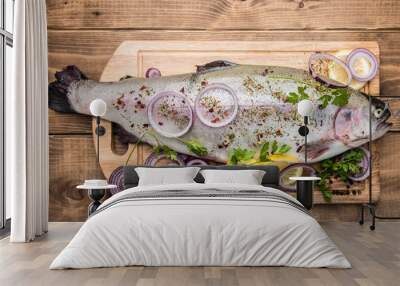 Rainbow trout with fresh spices Wall mural