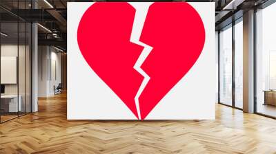 Two parts of broken heart. Valentine heart simbol. Wedding Vector heart sign. Hearts with beautiful decor. Wall mural