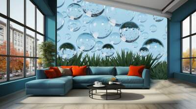 banner of glass balls and plants 3d  Wall mural