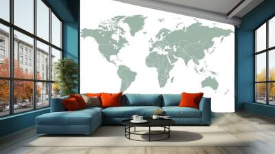 World map. Grey modern vector map. Silhouette map. Wall mural