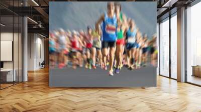 Marathon runners in the race,abstract Wall mural