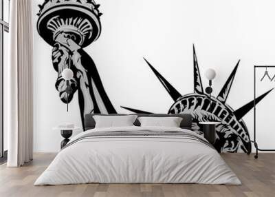 Statue of liberty, black and white vector Wall mural