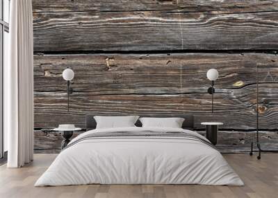 Brown weathered log house surface. Wall mural