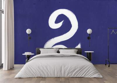 Number two on blue metal wall Wall mural