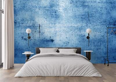 Scratched and weathered metal plate surface. Blue toned Wall mural