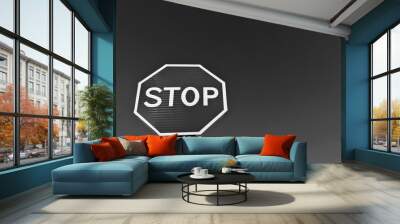 Stop sign in black and white. Wall mural