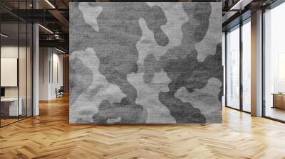 Textile camouflage cloth pattern in black and white Wall mural