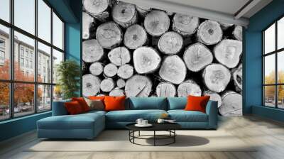 Tree end cuts wall decor pano. Wall mural