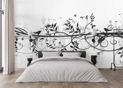 Floral design with birds Wall mural