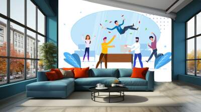 Greetings from Colleagues in Office, Cartoon. Wall mural