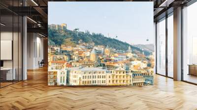 Dawn in the old city of Tbilisi, Georgia. Panoramas of the ancient city and the fortress. Wall mural