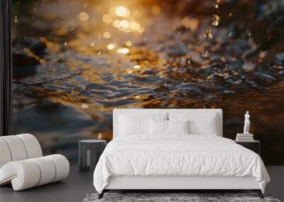 A close-up shot of water beading on a freshly sealed surface. Wall mural