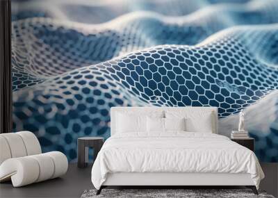 white and blue abstract image of a graphene mesh
 Wall mural