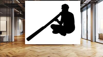 Aborigine man playing a didgeridoo Wall mural