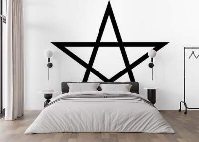 Black simple pentagram symbol, isolated on white background Wall mural