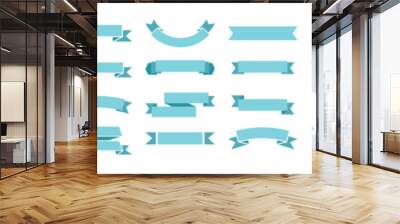 Blue banner ribbons and stripes. vector set of ribbons Wall mural