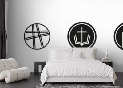 Church vector logo set. Christian religious logotype collection. Wall mural