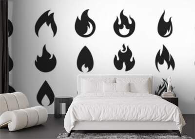 Fire icon collection. Fire flame symbol. Red hot fire, flame heat or spicy food symbol flat vector icon for apps and websites Wall mural