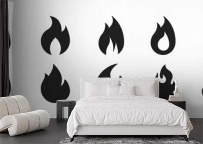 Fire icon collection. Fire flame symbol. Red hot fire, flame heat or spicy food symbol flat vector icon for apps and websites Wall mural