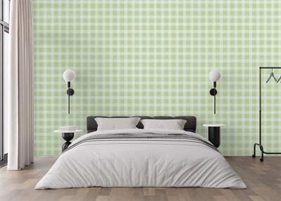 Green matcha and white plaid fabric texture background Wall mural