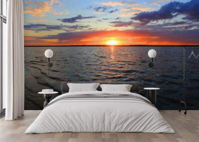 nice sunset over lake Wall mural