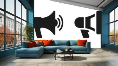 Megaphone icons set. Loudspeaker megaphone icon collection. Shout announce isolated on transparent background. Loud speaker public announcement Wall mural