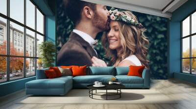 Beautiful wedding couple Wall mural