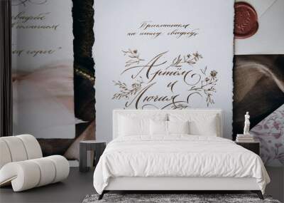 Wedding details, wedding envelope, wedding invitation. Wall mural