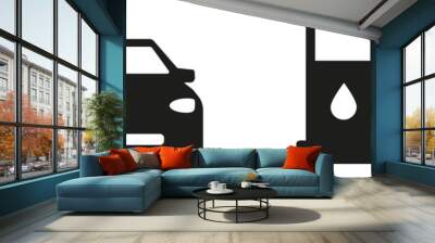 Petrol car and electric car at a gas station. Icons isolated on white background. Vector illustration eps10 Wall mural