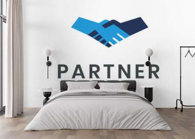 Partner logo template handshake icon. Hand shake isolated deal symbol design. Wall mural