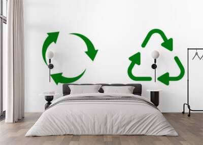 Recycle vector icon. Arrows, heart and leaf recycle eco green symbol. vector illustration Wall mural