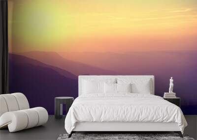 Beautiful sunset at the mountains. Wall mural