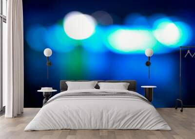 blur abstract blue holiday lights Wall mural