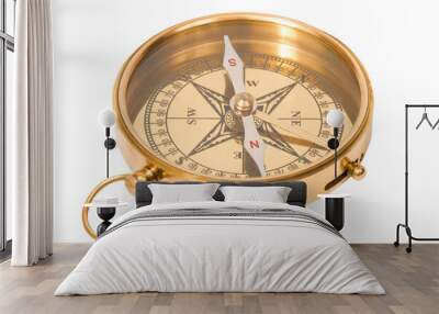 Golden old compass in PNG isolated on transparent background Wall mural